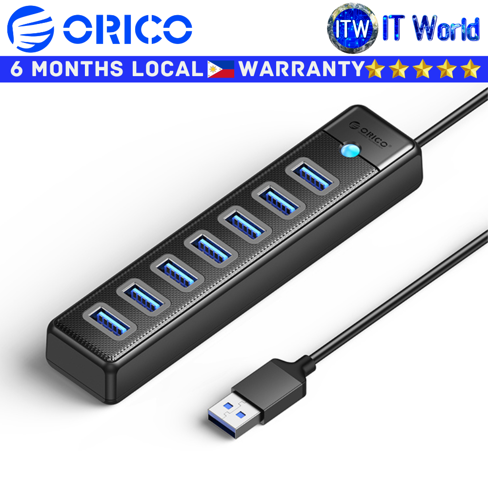 Orico USB Hub PW7U-U3-10 Black 7-Ports USB 3.0 Expansion in One Step (PW7U-U3-10-BK-EP)