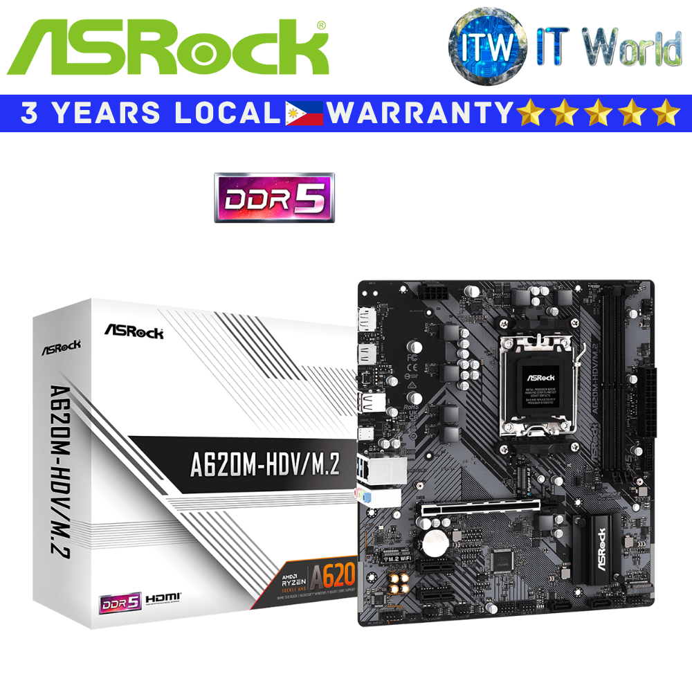 ASRock Motherboard A620M-HDV/M.2 microATX AM5 DDR5