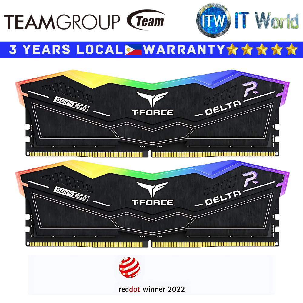 Teamgroup DDR5 RAM 16GB (2x8GB) Delta RGB Black 5200Mhz Desktop Memory (FF3D516G5200HC40CDC01)