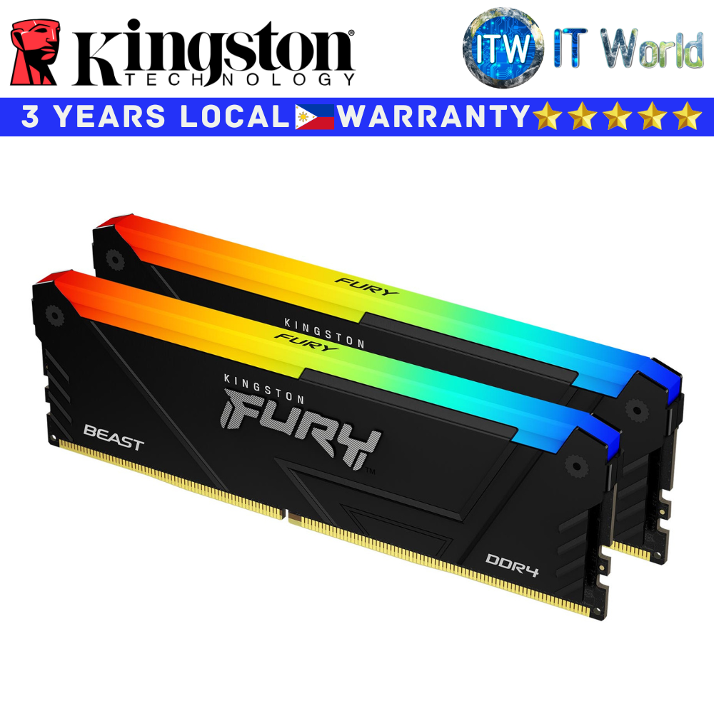 Kingston DDR4 RAM 64GB(32GBx2) 3600MT/s Fury Beast RGB Desktop Memory (KF436C18BB2AK2/64)