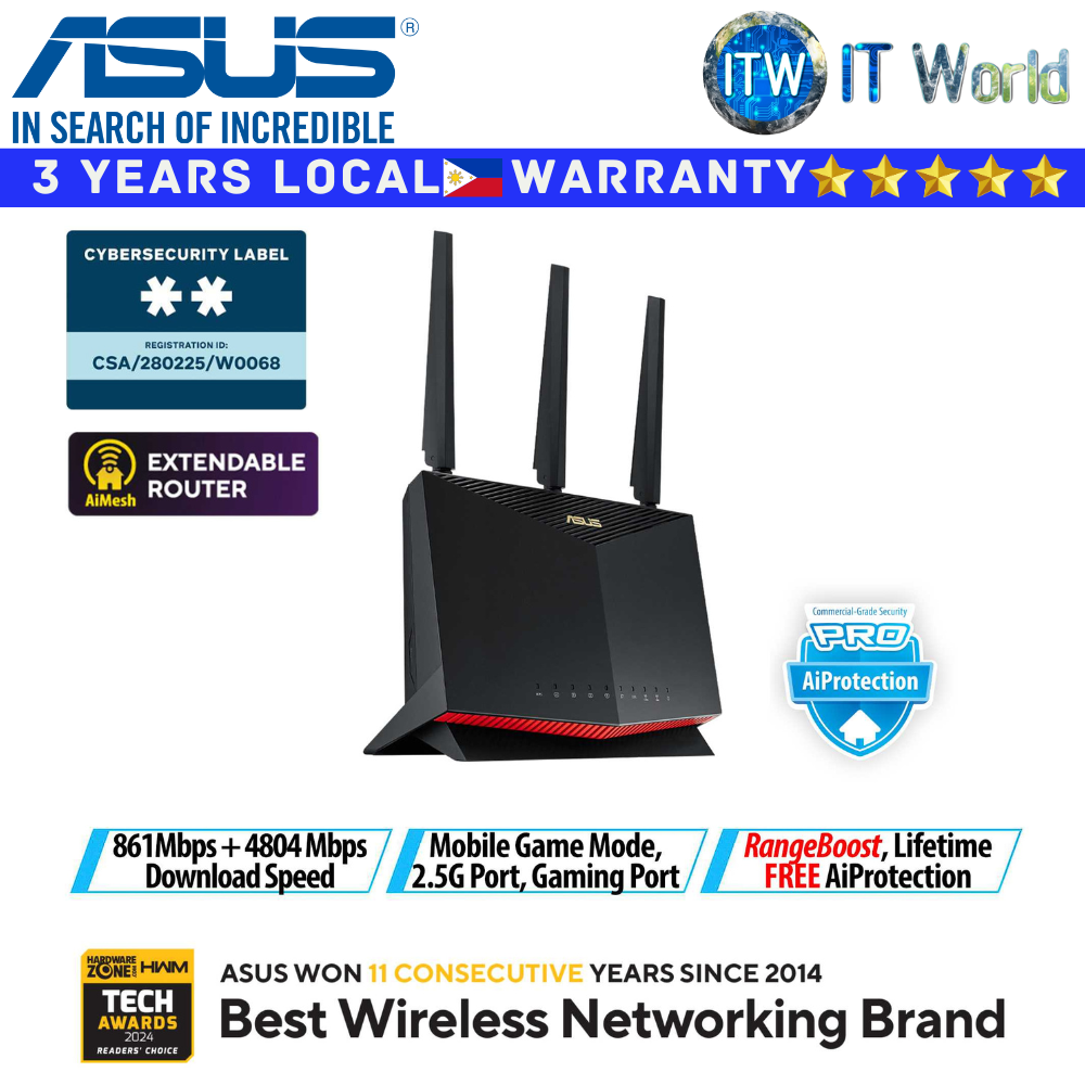 ASUS Wireless Gaming Router RT-AX86U Pro AX5700 Dual Band WiFi 6