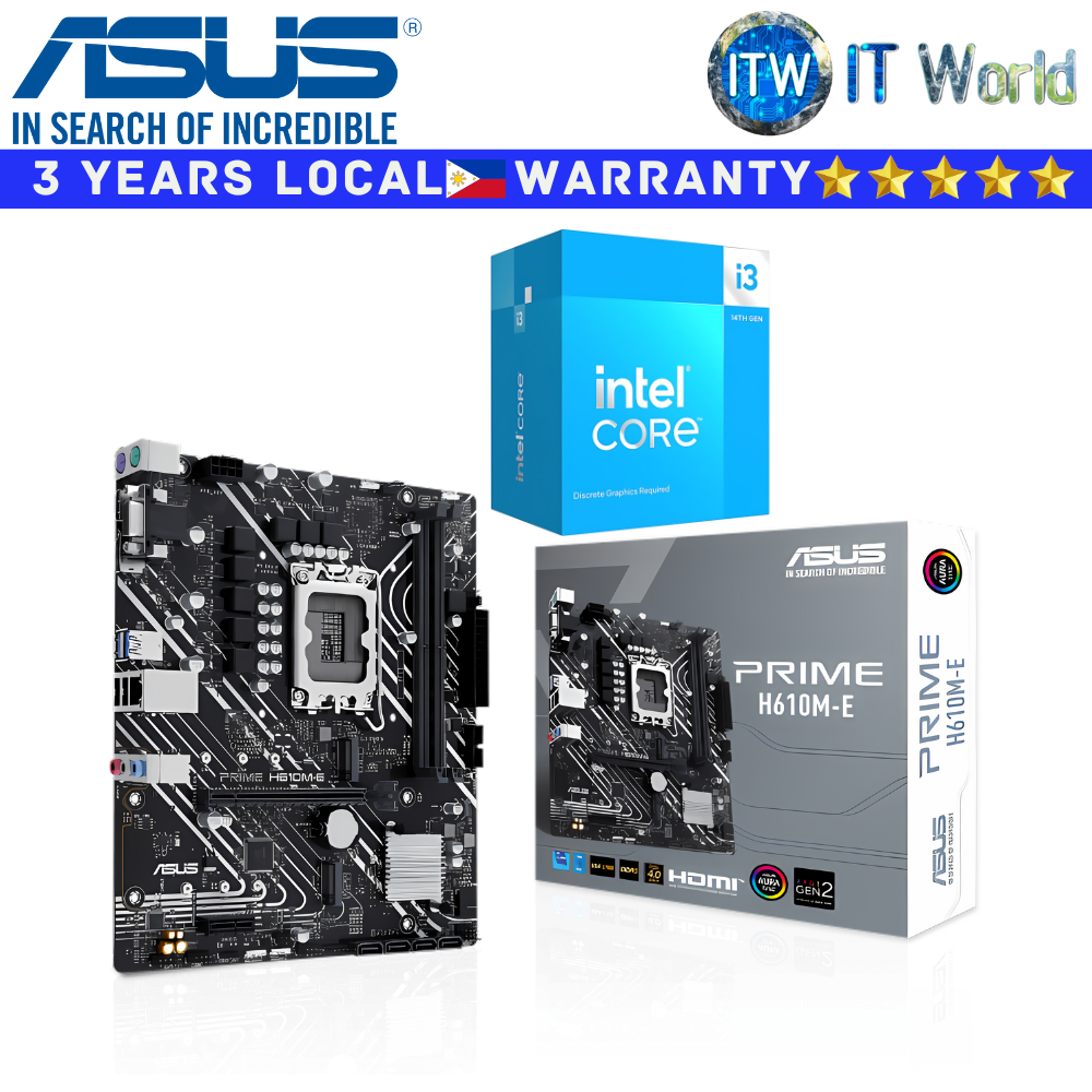 ASUS Bundle Motherboard Intel Core i3-14100F with Prime H610M-E mATX LGA1700 DDR5