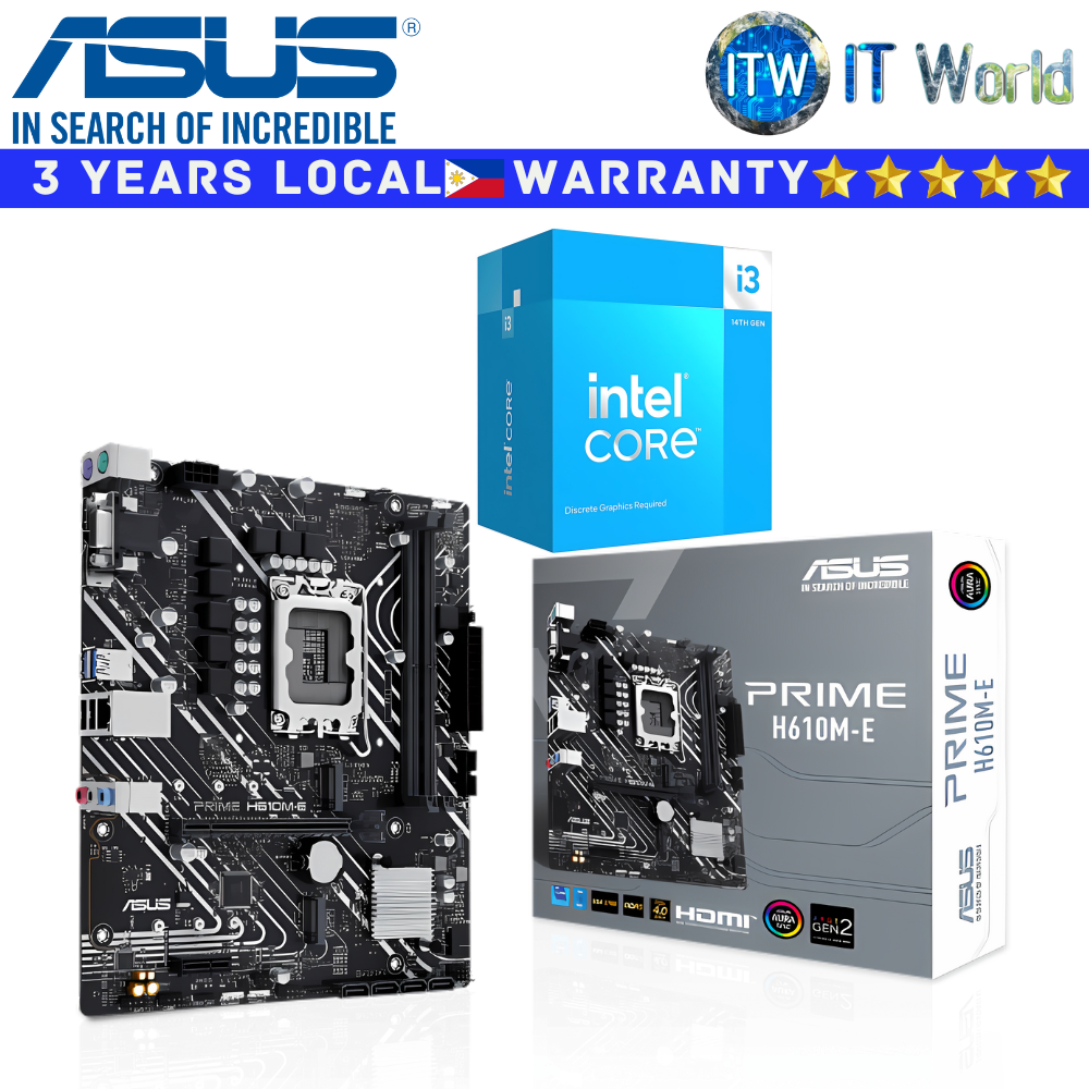 ASUS Bundle Motherboard Intel Core i3-14100 with Prime H610M-E mATX LGA1700 DDR5