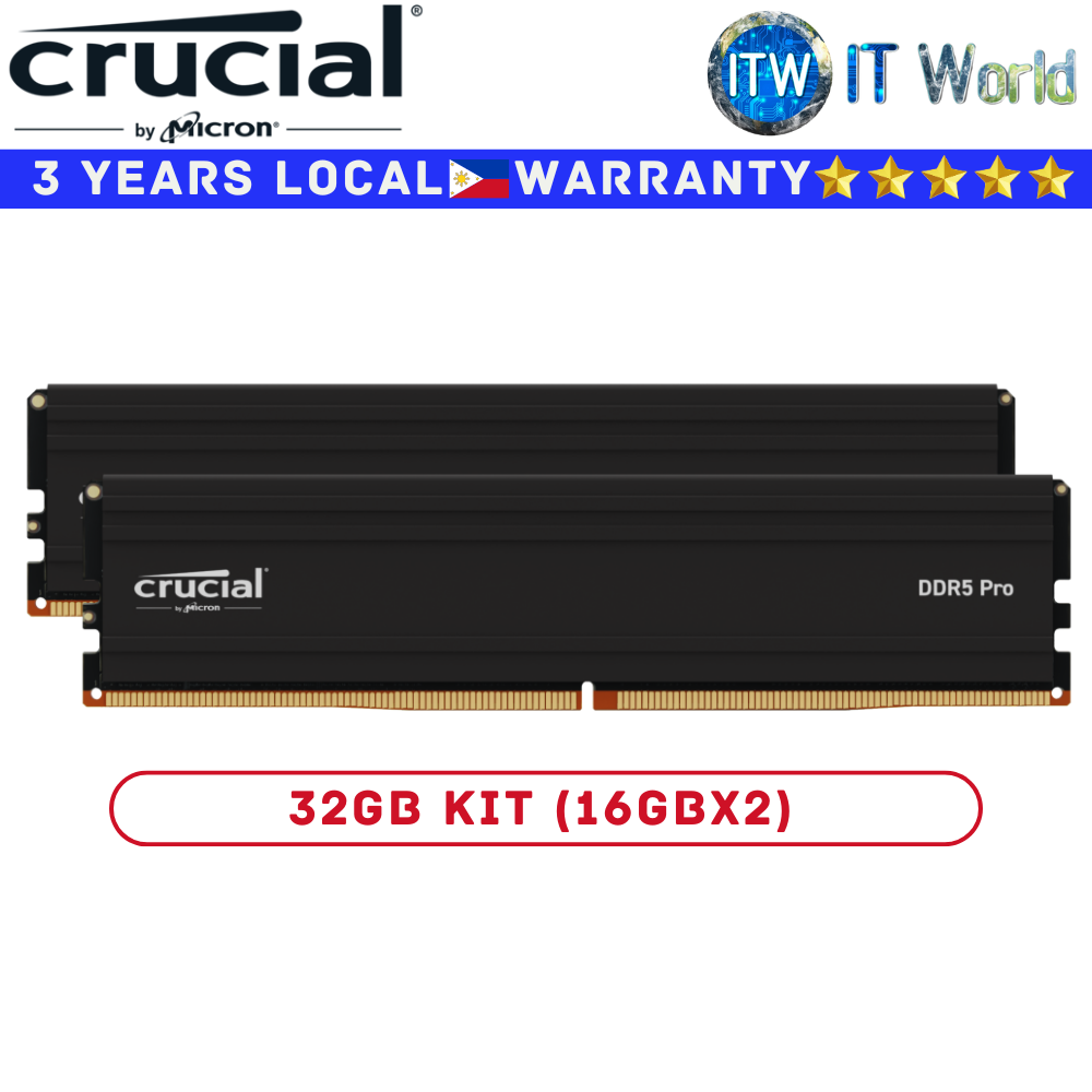 Crucial DDR5 RAM 32GB/48GB 6000Mhz Unbuffered UDIMM Desktop Memory (32GB Kit (16GBx2))