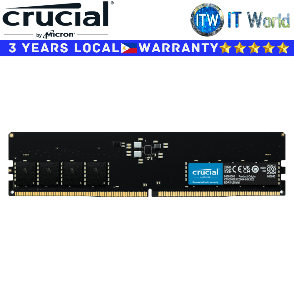 Crucial DDR5 RAM 32GB 5600Mhz Unbuffered UDIMM Desktop Memory (CT32G56C46U5)