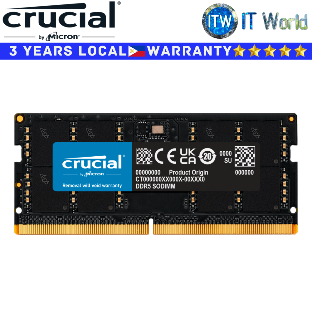 Crucial DDR5 RAM 48GB 5600Mhz SODIMM Unbuffered Laptop Memory (CT48G56C46S5)