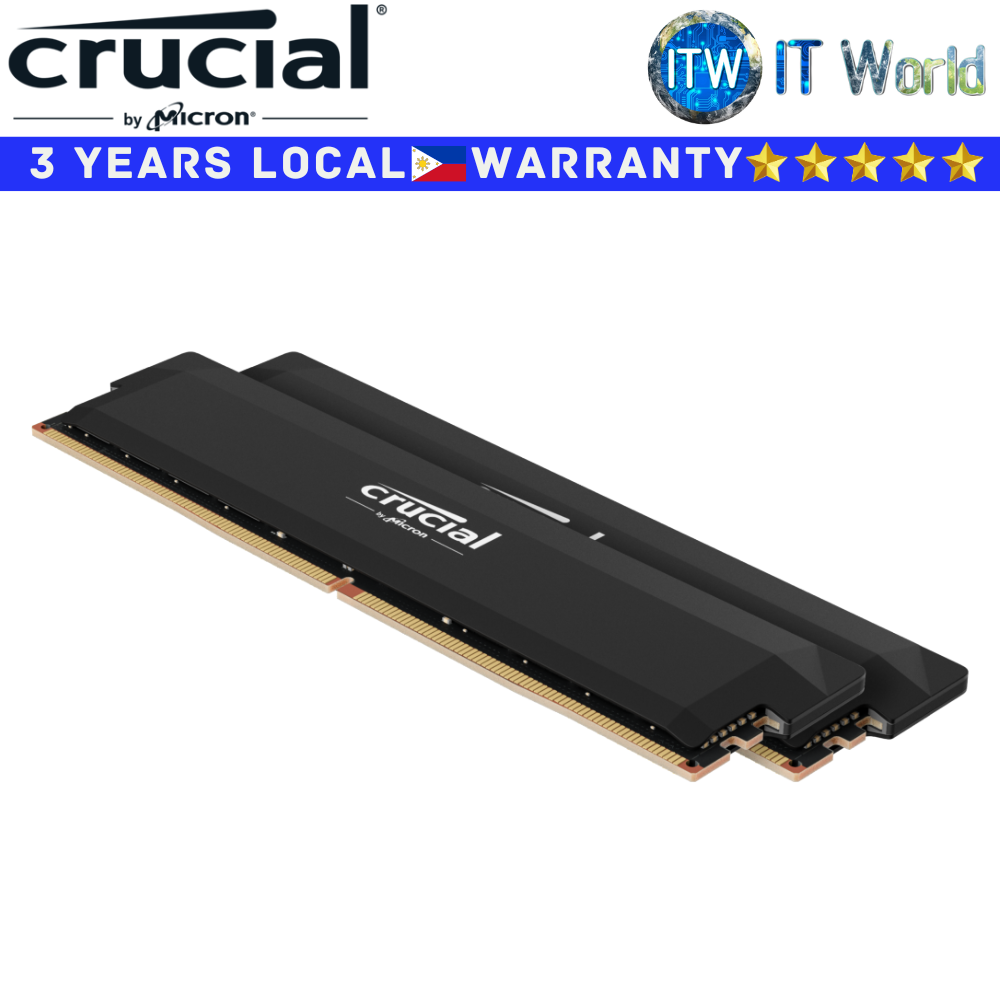 Crucial DDR5 RAM Pro Overclocking 32GB (16GBx2) Black UDIMM Desktop Memory (CP2K16G60C36U5B)