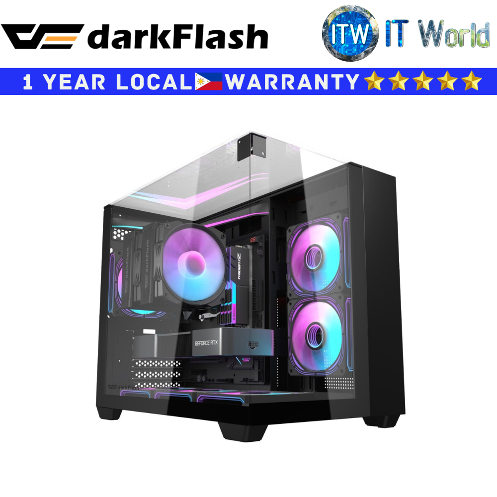 Darkflash Computer PC Case TH285M Micro ATX Triple-sided Tempered Glass (Black)