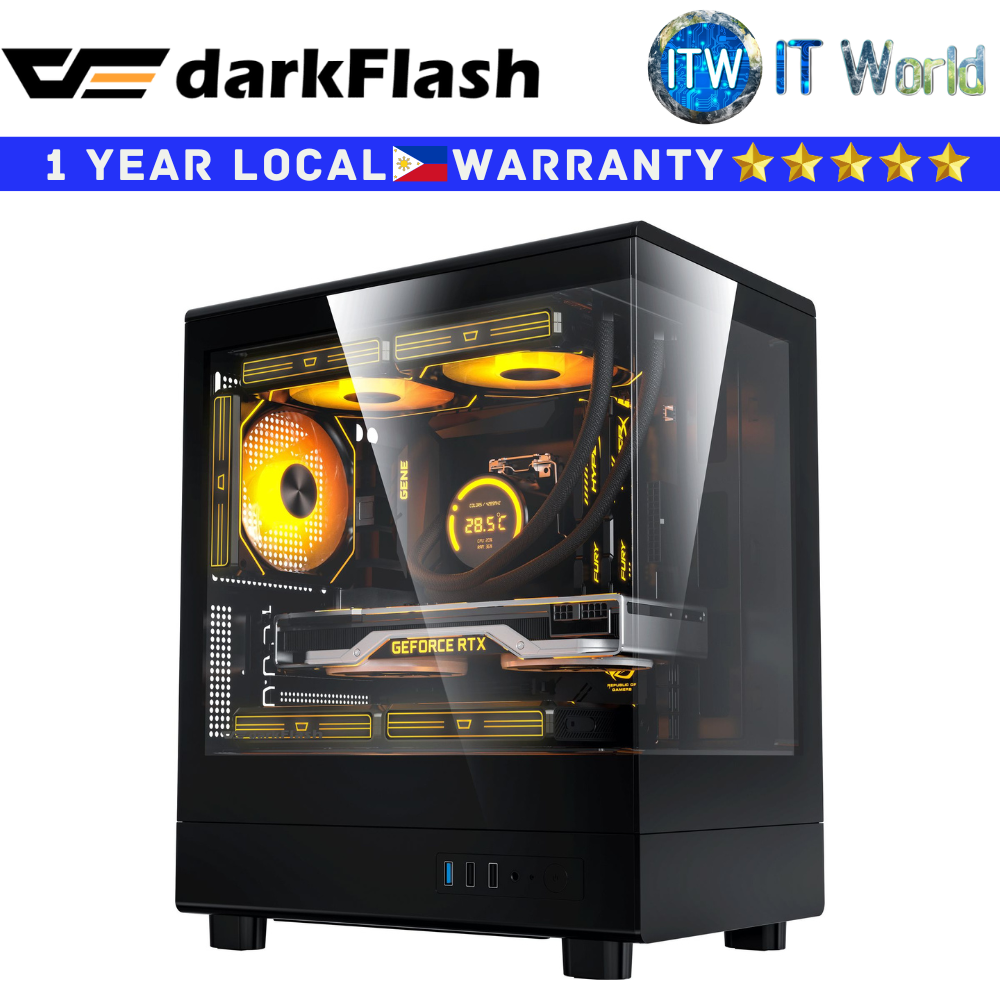 Darkflash Computer PC Case DB330M M-ATX A-Pillarless 270 Panoramic Room (Black)