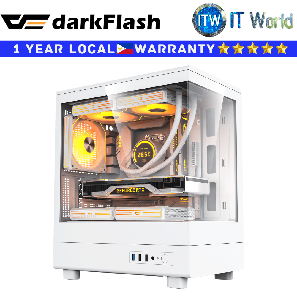 Darkflash Computer PC Case DB330M M-ATX A-Pillarless 270 Panoramic Room (White)