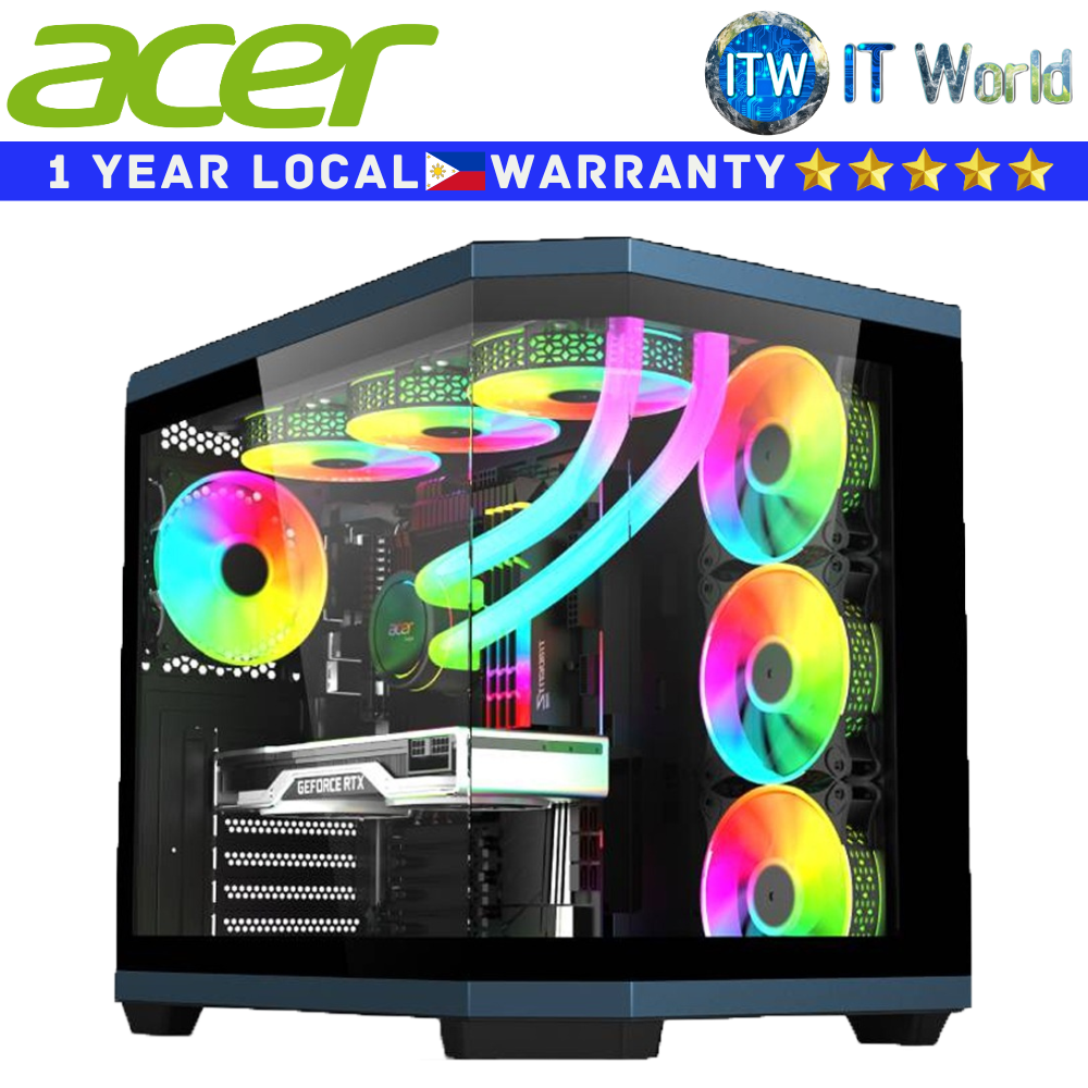 Acer Computer PC Case V950 Panoramic Room w/o Pillars Full View Tempered Glass (Black)