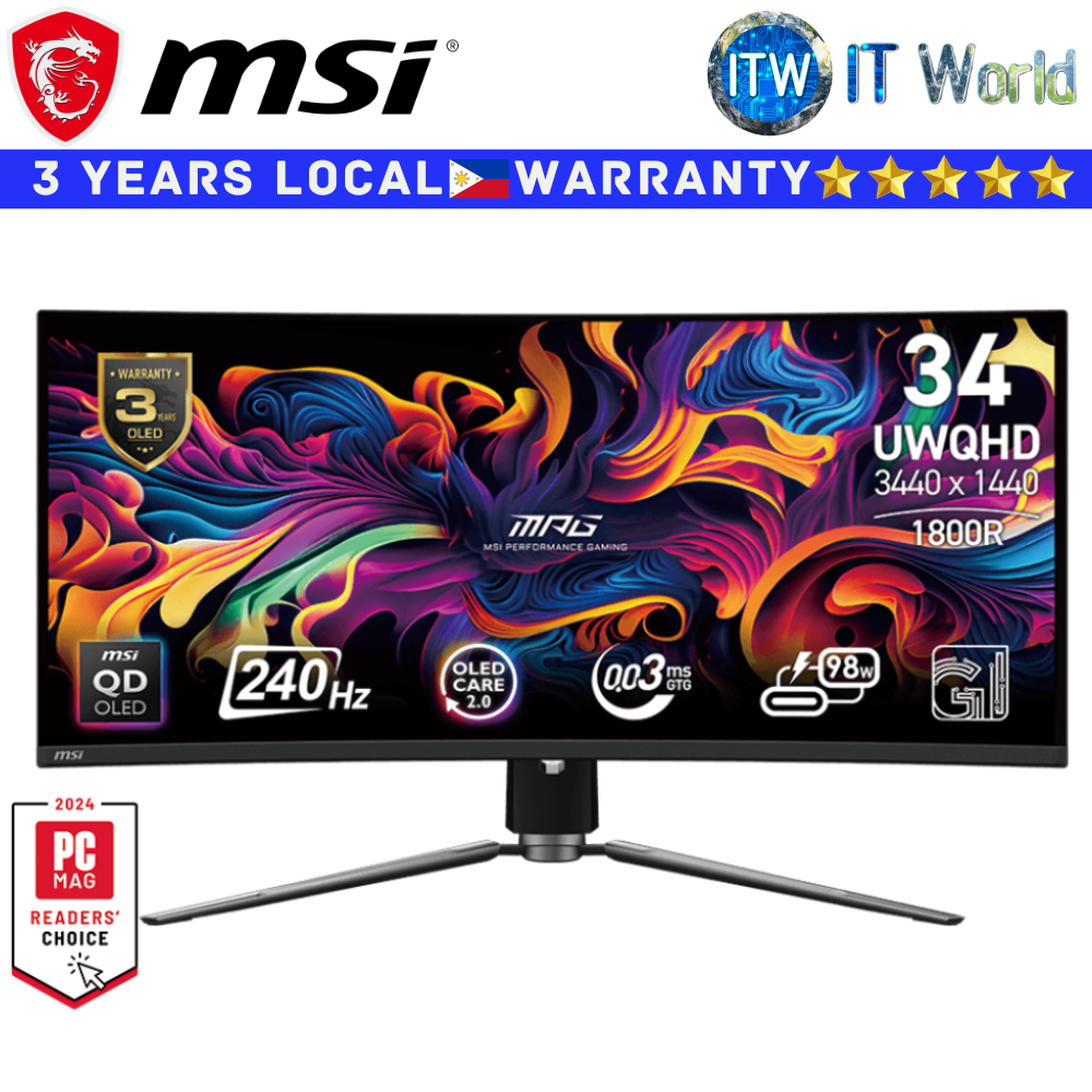 MSI Curved Gaming Monitor MPG 341CQPX QD-OLED 34.18&quot; UWQHD / 240Hz / 0.03ms GTG / 1800R