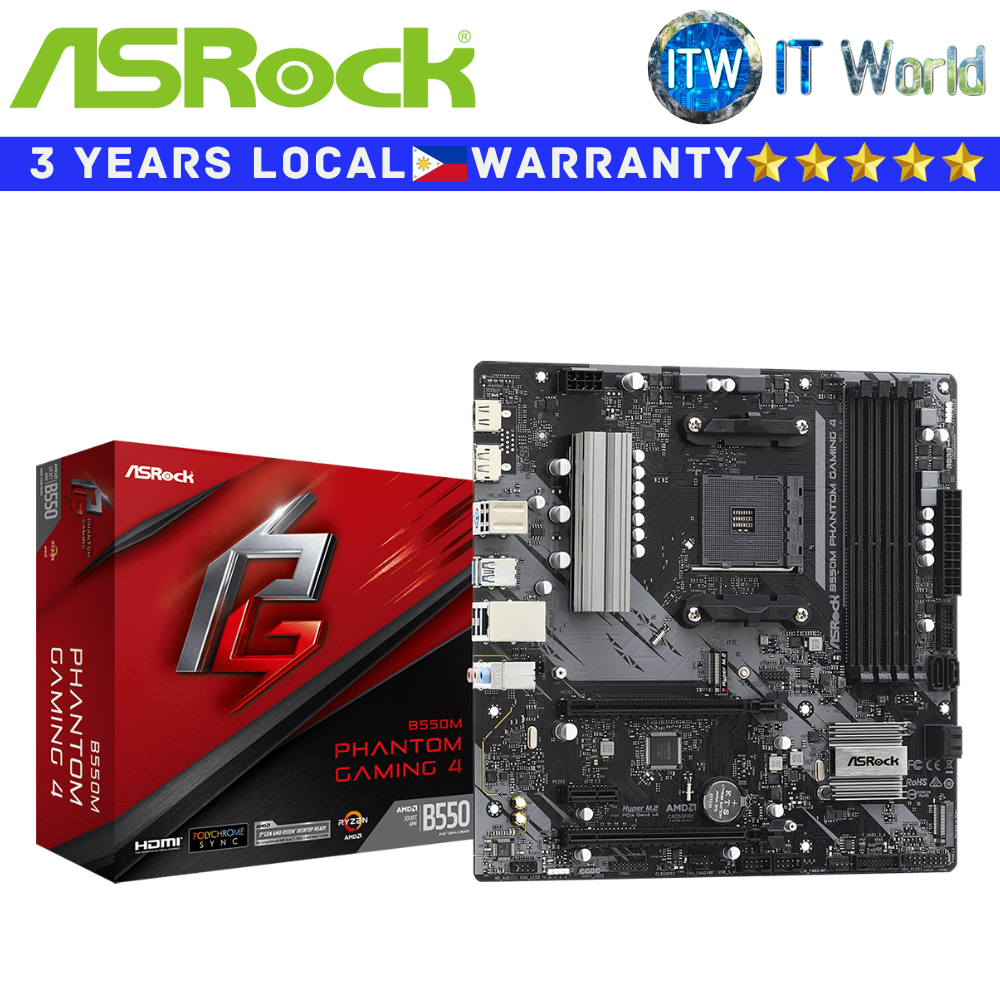 ASRock Motherboard B550M Phantom Gaming 4 microATX AM4 DDR4