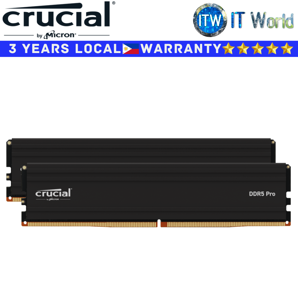 Itw | Crucial DDR5 RAM Pro 32GB (16GBx2) 5600MT/s Unbuffered UDIMM Desktop Memory CP2K16G56C46U5