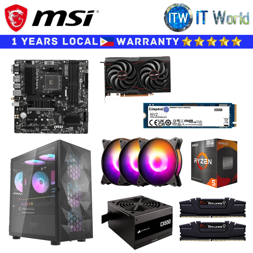 Gaming PC Desktop Computer Set MSI Horizon Build 5 5600G RX6600 (Horizon Build)