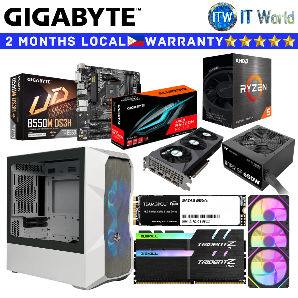 PC Desktop Computer Build Gigabyte Horizon Build 5 5600X B550M DS3H rev 1.7 RX 6600 16GB RAM