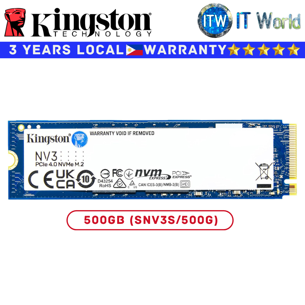 Kingston 500GB SSD NVMe M 2 NVMe SSD NV3 PCIe Gen 4.0 M.2 2280 Internal (SNV3S/500G)