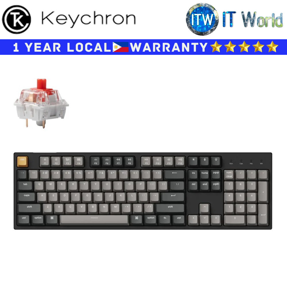 Keychron Wired Mechanical Keyboard C2 Pro QMK/VIA White Backlight Red Switch (C2P-K1)