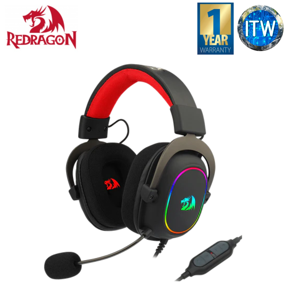 Redragon Wired Gaming Headset Zeus 510-X RGB Black Detachable Microphone (Zeus 510-X RGB Black)