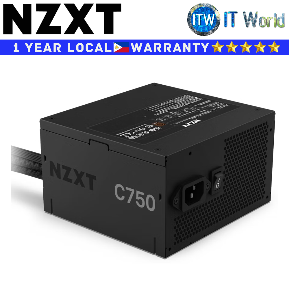 Itw | NZXT PSU 750 Watts Power Supply Unit C750 Black 80+ Bronze ATX Non-Modular (PA-7B2BB-US)