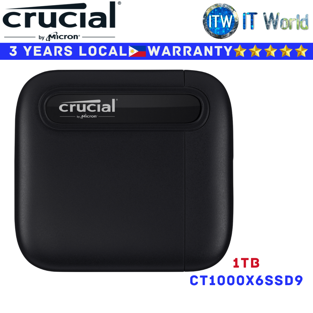 Crucial 1TB Portable SSD X6 External USB 3.2 Gen-2 (10Gb/s)CT1000X6SSD9