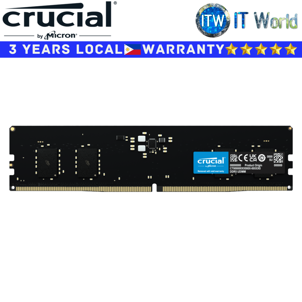 Crucial DDR5 RAM 8GB (1x8GB) 5200Mhz Unbuffered Single UDIMM Desktop Memory (CT8G52C42U5)