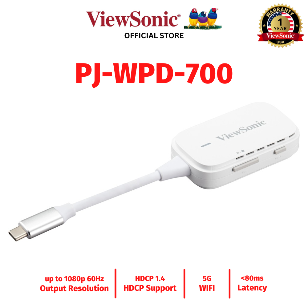 Viewsonic Wireless Dongle WPD-700 ViewShare Wireless Screen Casting Kit (PJ-WPD-700)