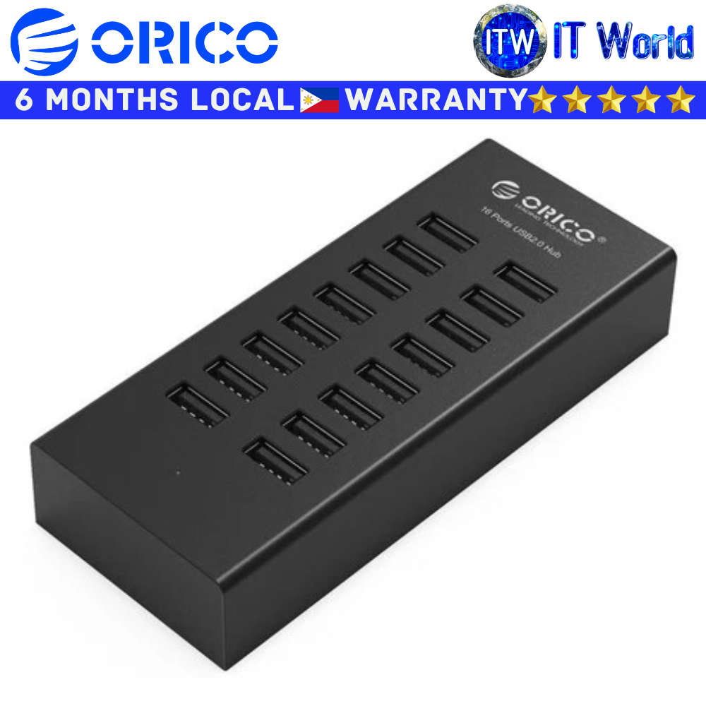 Orico USB Hub H1613-U2 16-Ports to connect your multiple USB devices Black (H1613-U2-123A-BK)