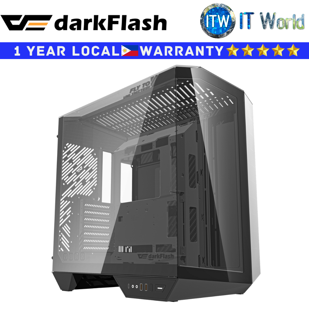 darkFlash Computer PC Case DY470 ATX Three-side Glass Panel Tempered Glass (Black)