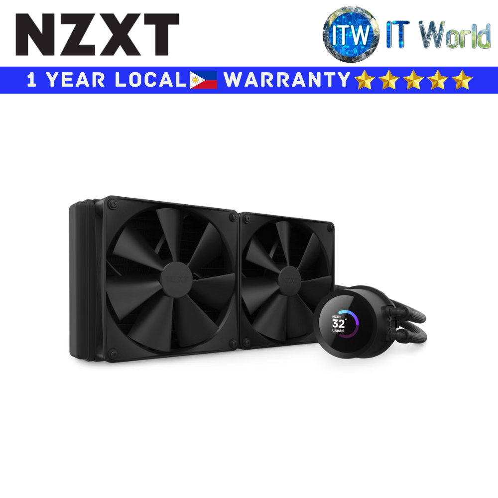 NZXT CPU Cooler Fan Kraken 280 280mm Black AIO Liquid Cooler (RL-KN280-B1)