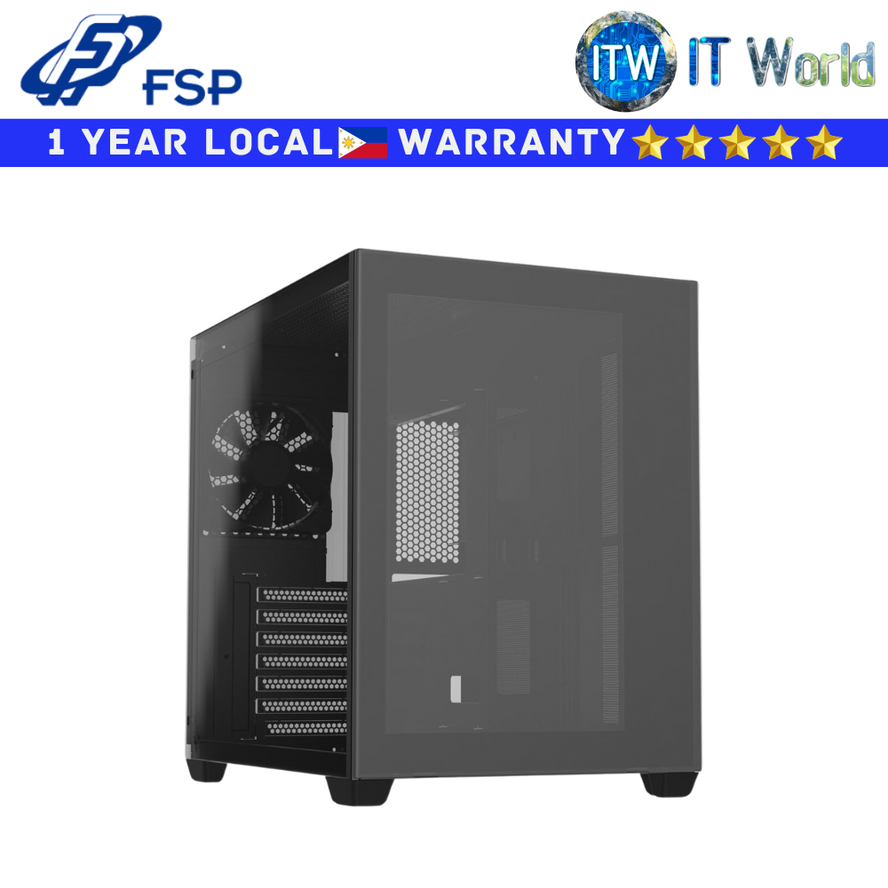 FSP Computer PC Case CMT380 ATX Mid Tower Black