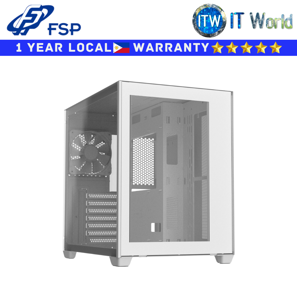 FSP Computer PC Case CMT380 ATX Mid Tower White