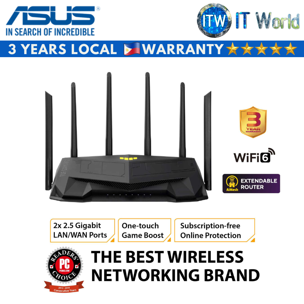 ASUS TUF Gaming AX6000 Dual Band WiFi 6 Extendable Gaming Router, Dual 2.5G Ports, AiMesh Compatible