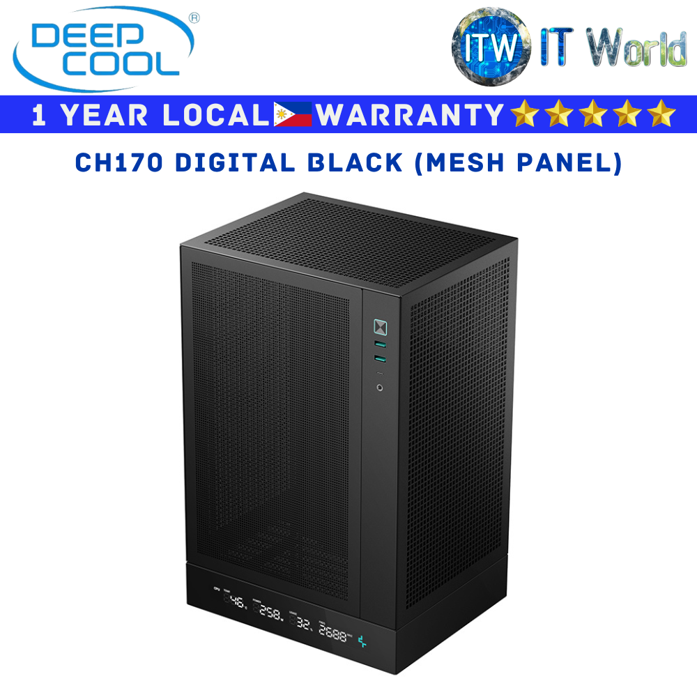 Deepcool Computer PC Case CH170 Digital Mesh Panel Black (R-CH170-BKNPI0D-G-1)