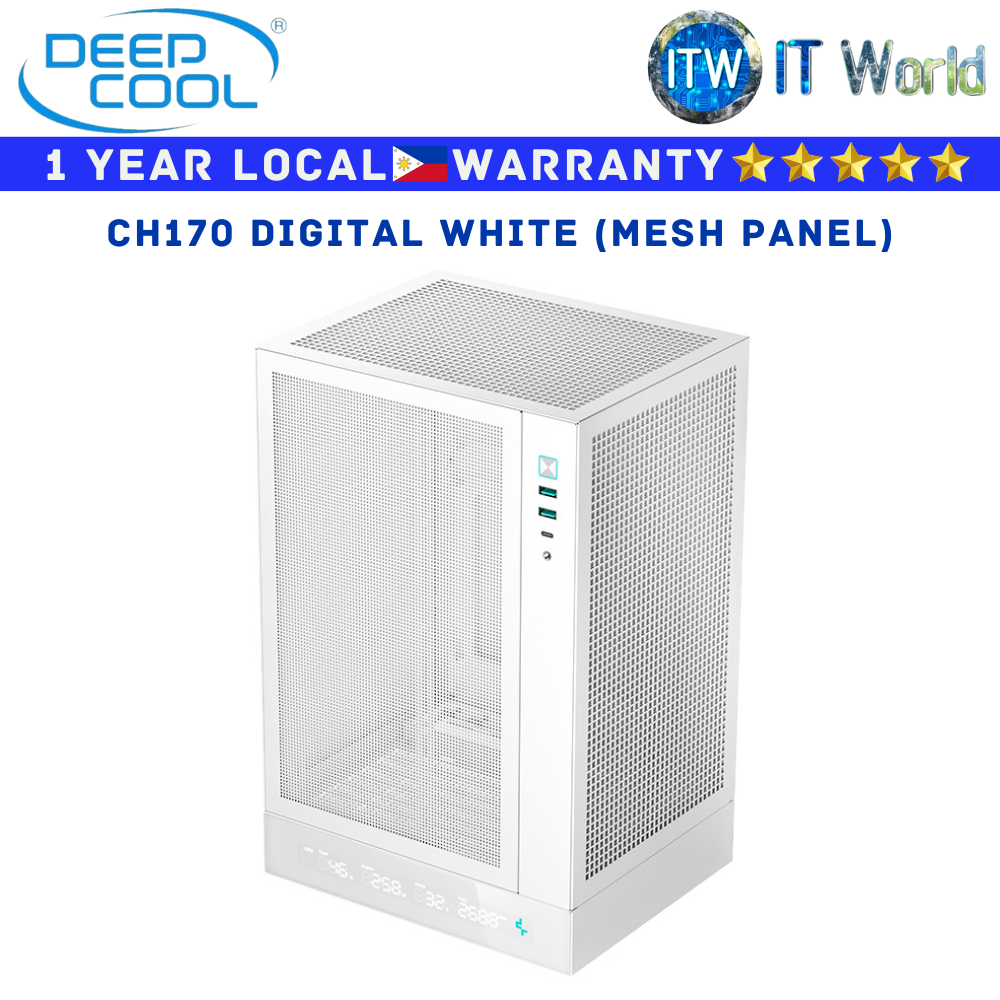 Deepcool Computer PC Case CH170 Digital Mesh Panel White (R-CH170-WHNPI0D-G-1)