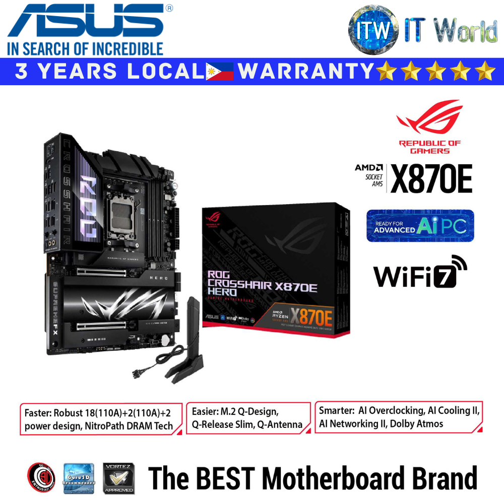 ASUS Motherboard ROG Crosshair X870E Hero ATX AM5 DDR5