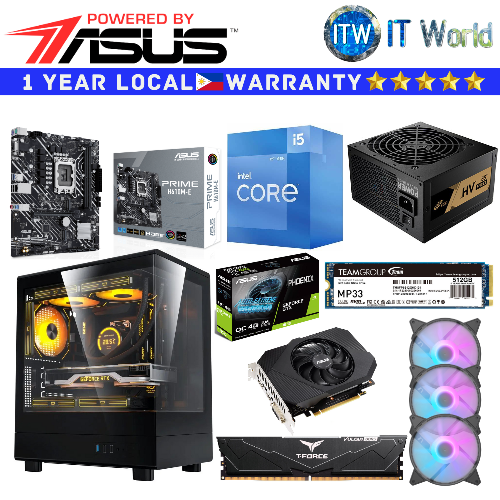 PC Desktop Computer Set Powered by ASUS B Intel Core i5-12400 Prime H610M-E DDR5 (PBA1650)