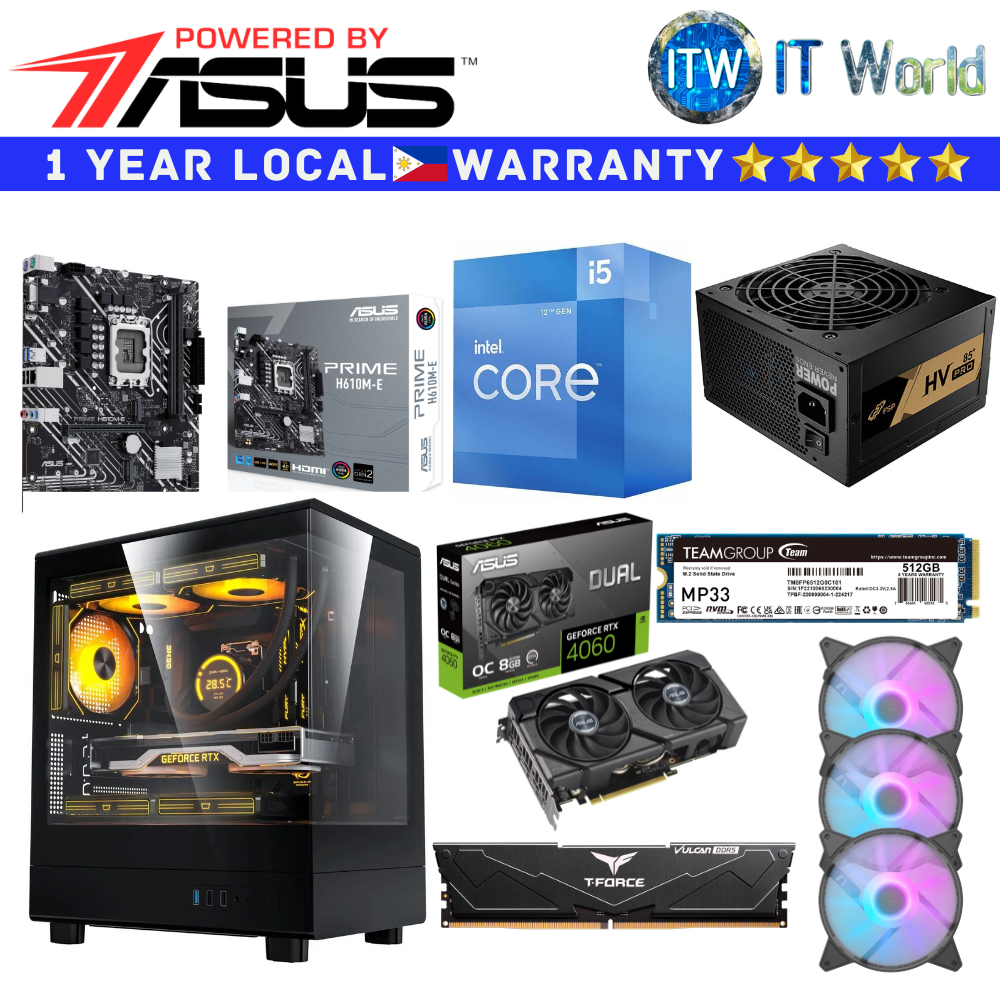 PC Desktop Computer Set Powered by ASUS B Intel Core i5-12400 Prime H610M-E DDR5 (PBA4060)