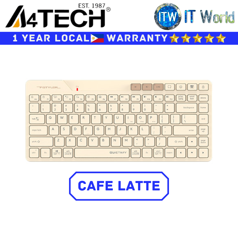 A4Tech Keyboard FBK26C AS Black/Cafe Latte Fstyler Collection Bluetooth &amp; 2.4G Keyboard (Cafe Latte)