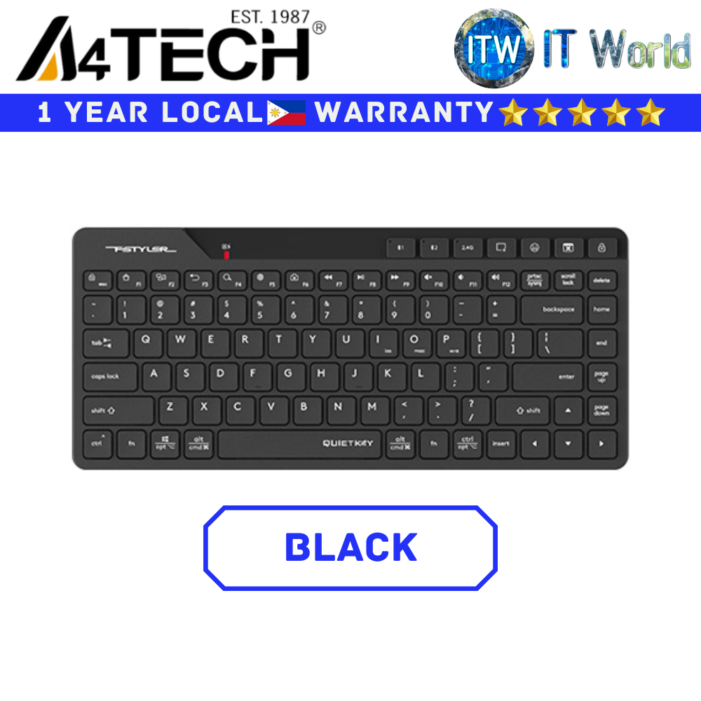 Itw | A4Tech Keyboard FBK26C AS Black/Cafe Latte Fstyler Collection Bluetooth &amp; 2.4G Keyboard (Black)