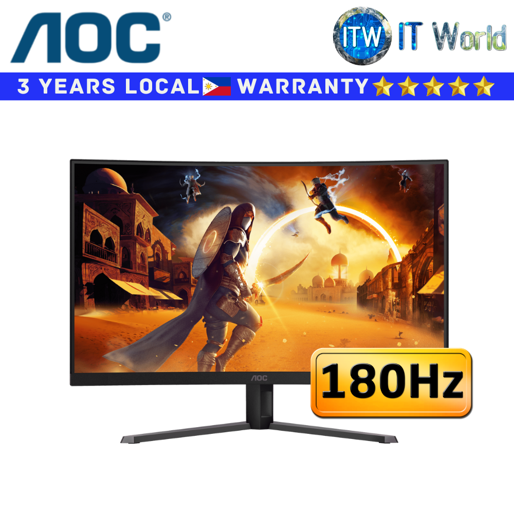 Itw | AOC Curved Gaming Monitor 32&quot;(2560×1440 QHD) / 180Hz / VA 1500R / 0.5ms / CQ32G4E