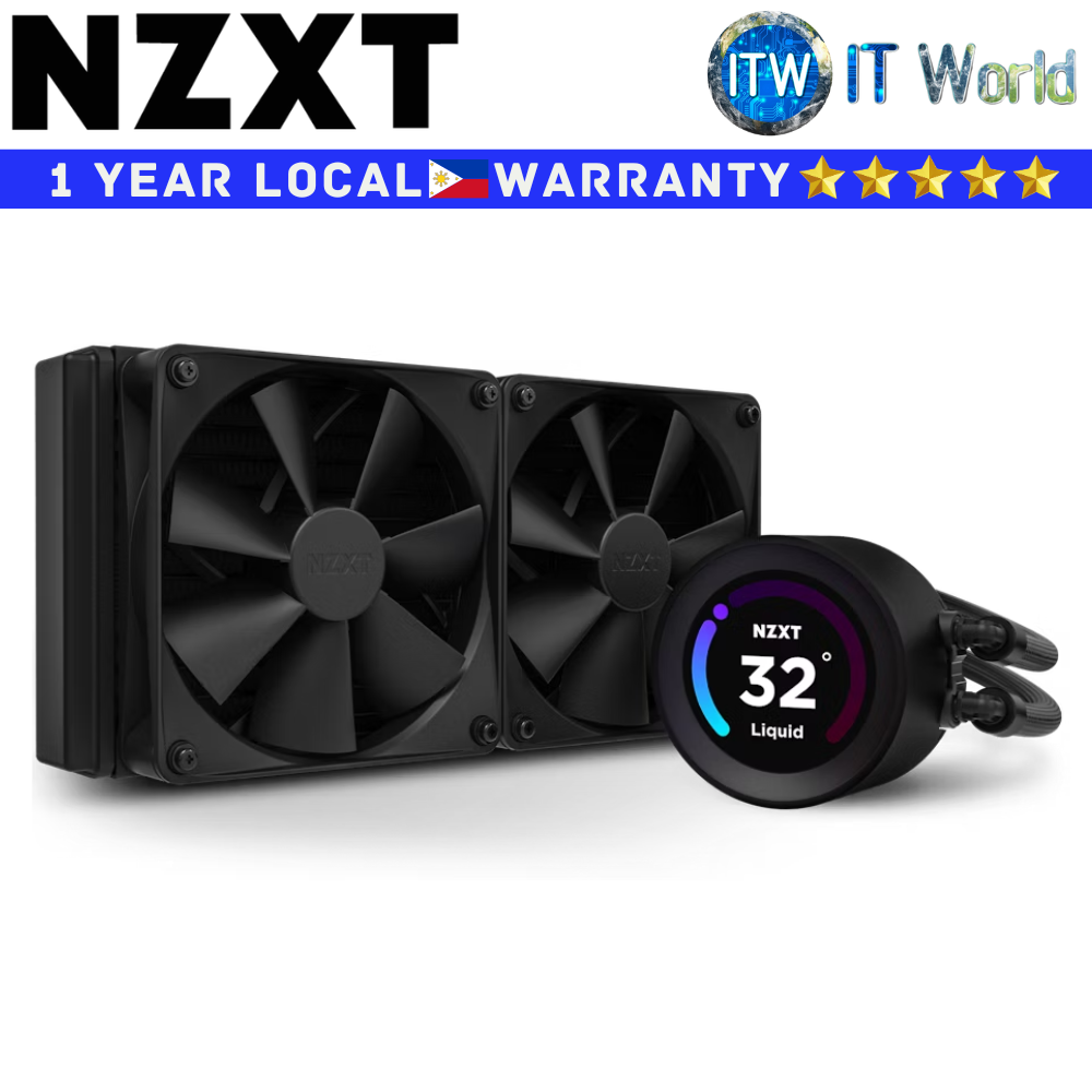 NZXT CPU Cooler Fan Kraken Elite 240 Black 240mm AIO Liquid Cooler w/ LCD Display (RL-KN24E-B1)