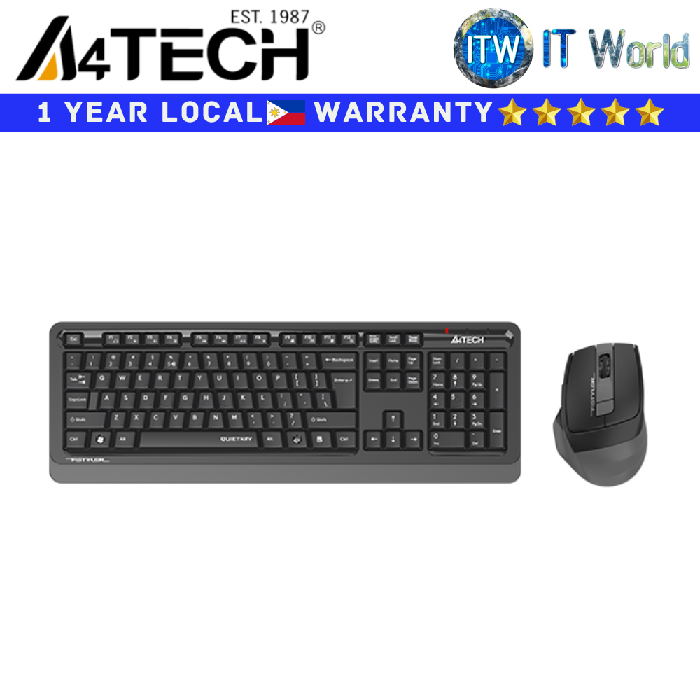 A4Tech Keyboard and Mouse Set FGS1035Q Grey Fstyler Collection 2.4G Quiet Key Desktop Set