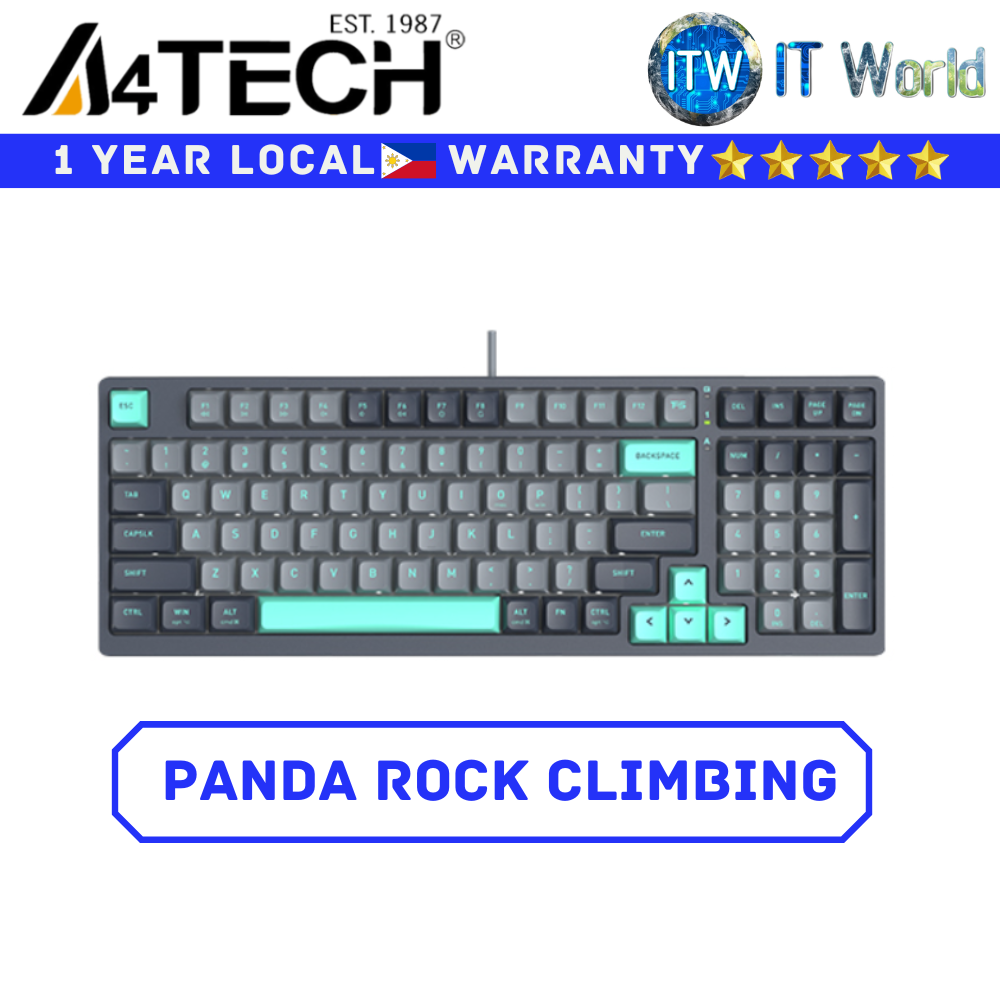 A4Tech Keyboard FS300 Fstyler Collection Hot-Swappable Mechanical Keyboard (Panda Rock Climbing)