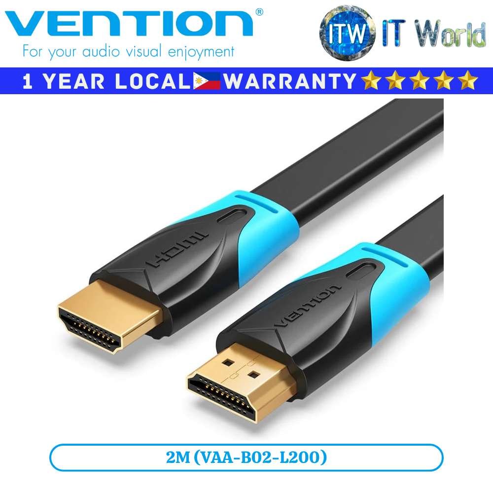 Vention Cable VAA-B02 Flat HDMI 4K For Laptop PS3/4 TV Box Black (VAA-B02-L200 2M)