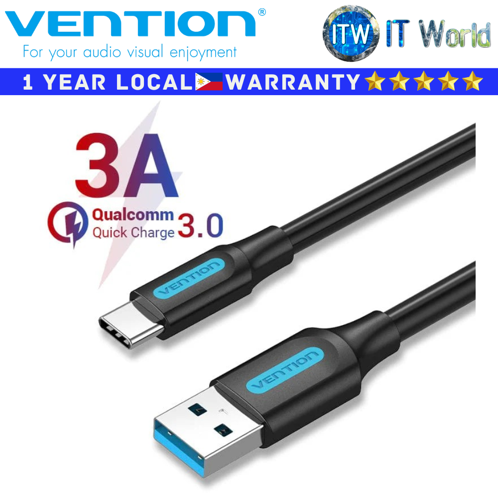 Itw | Vention USB Cable COZB Black 0.25m USB-A Male / USB-C Male 3.0 Nickle-plated (COZBC)