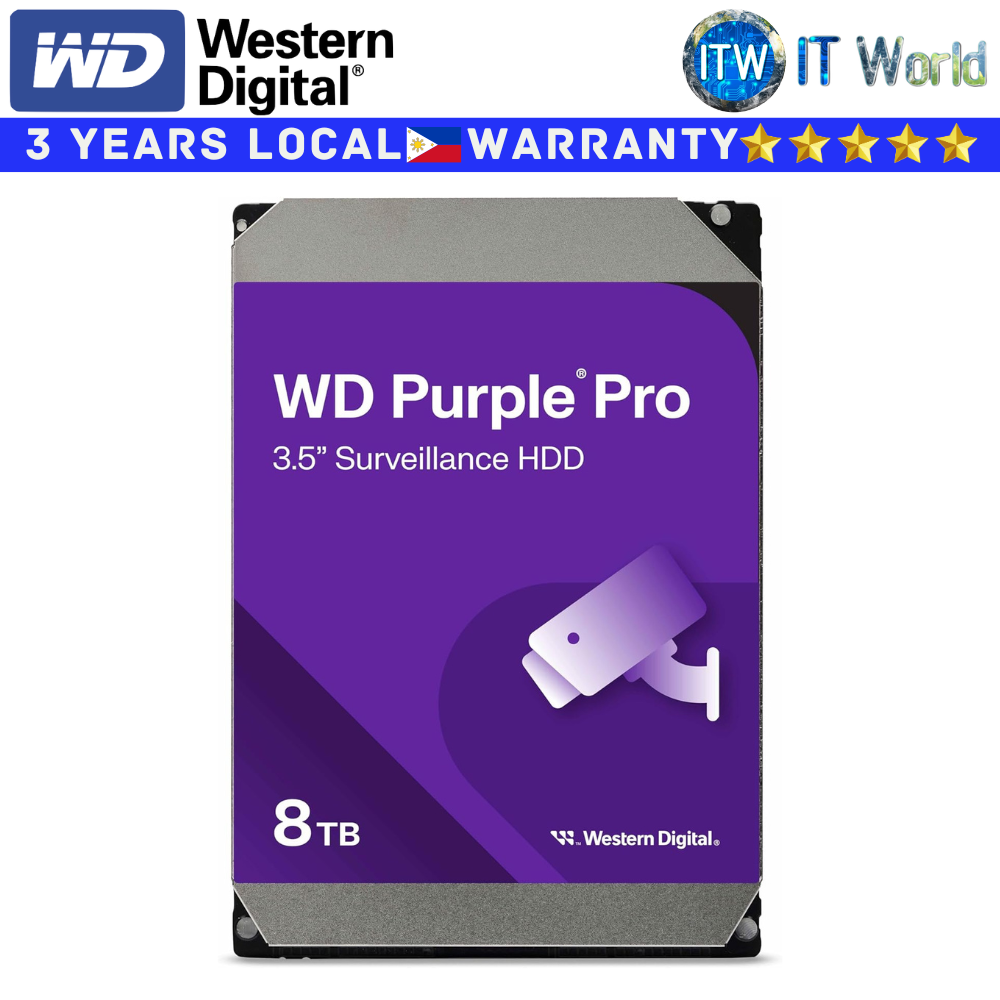 Western Digital Hard Drive HDD Purple Pro Sureveillance 3.5&quot; SATA Internal 8TB (WD8002PURP-85C9JY0)