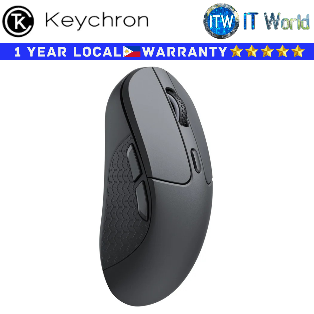 Keychron Wireless Mouse M3 RGB Light Optical Ergonomic Design 2.4Ghz Bluetooth (Black)