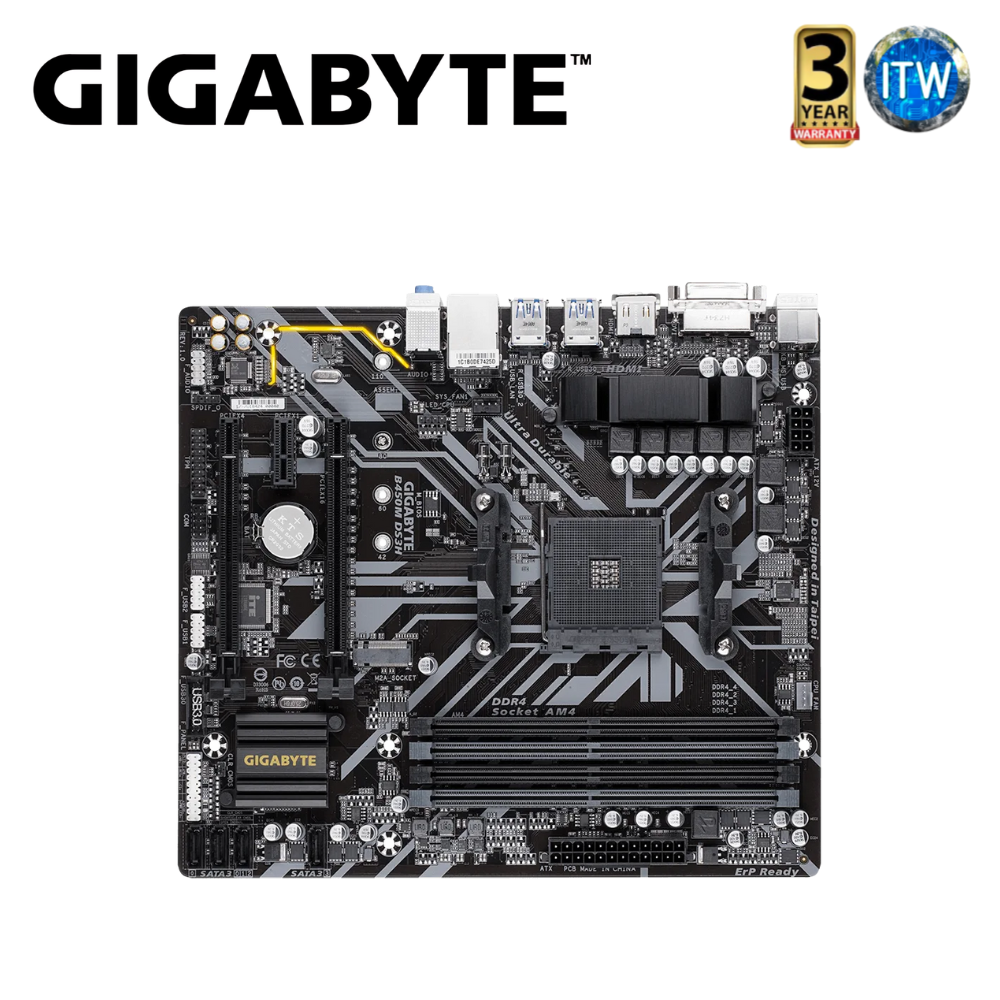 Gigabyte Motherboard B450M DS3H V3 - AMD B450 Ultra Durable MATX AM4 DDR4 (GA-B450M-DS3H-V3)