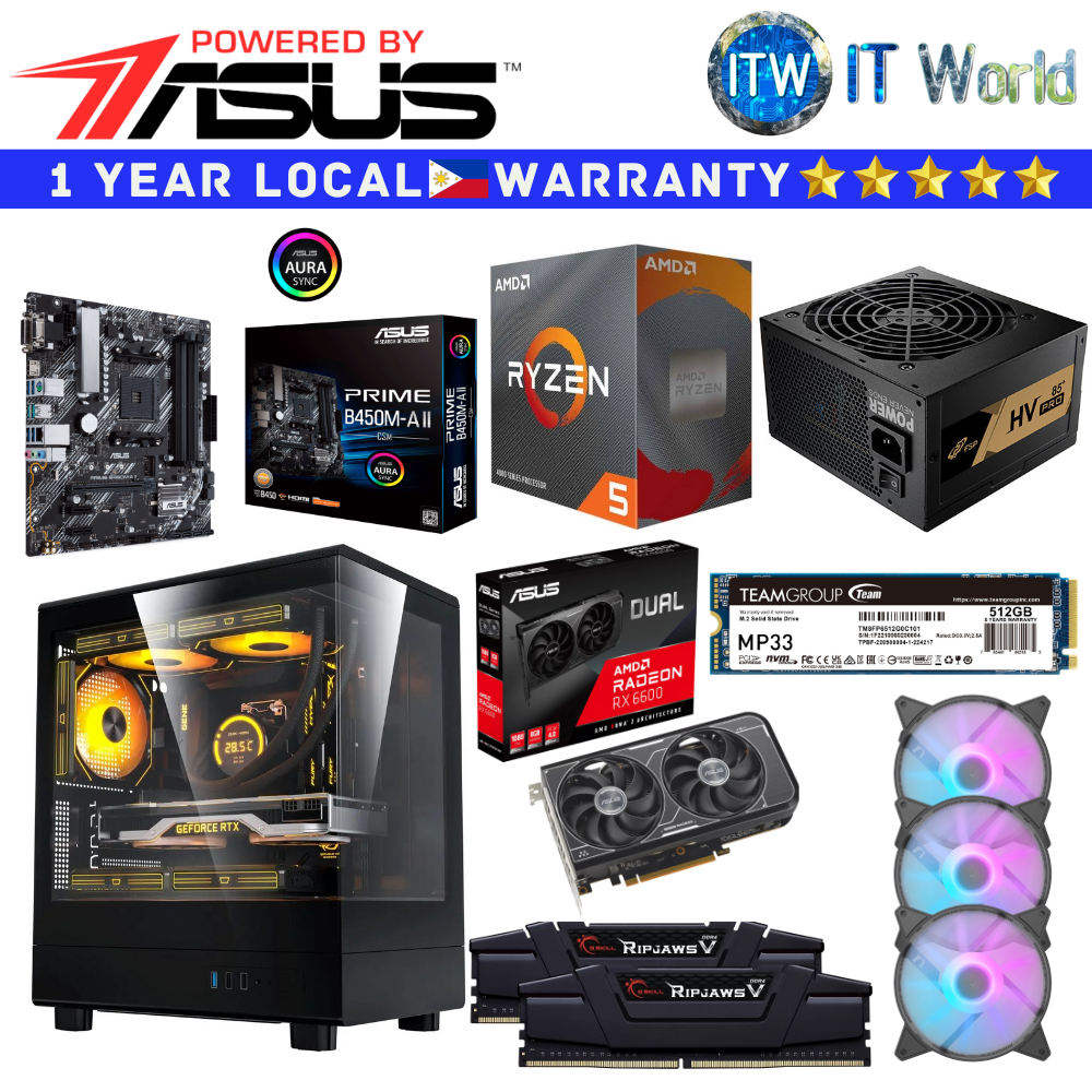 PC Desktop Computer Set Powered by ASUS C AMD Ryzen 5 4500 Prime B450M-A II/CSM DDR4